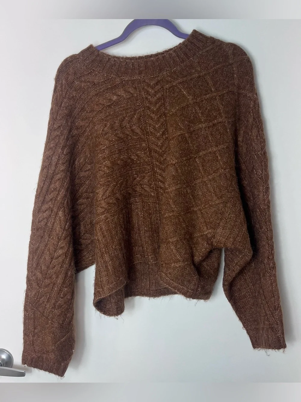 Abercrombie & Fitch Cable-knit Fisherman Crewneck Sweater  Brown Women S/M Soft